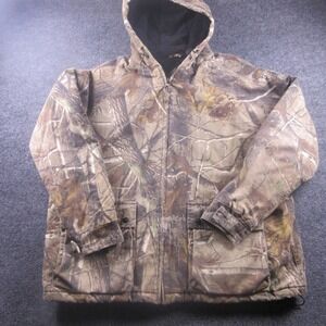 Realtree Jacket Mens XL Brown Camo Hooded Insulated Canvas Parka Hunting Winter